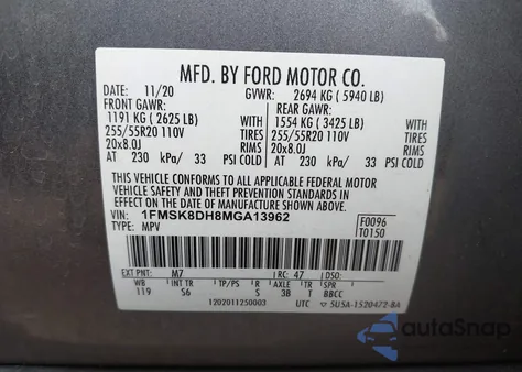 2021 Ford Explorer Xlt from USA, damaged, VIN 1FMSK8DH8MGA13962